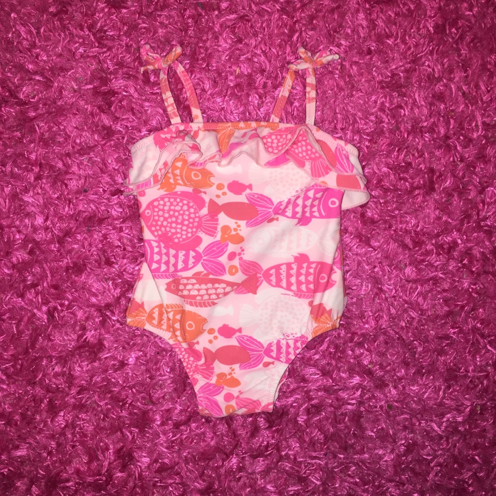 Infant One Piece Pink Fish Swimwear